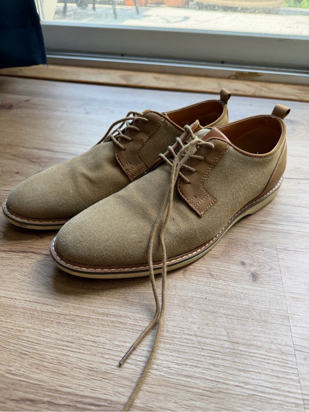 Abound Tan Canvas Derby Oxfords